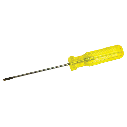 Tournevis &agrave; fente d'&eacute;lectricien, Tige de 1/8", Ronde, 7-1/4" lo, Prise en Plastique NTL Industrial