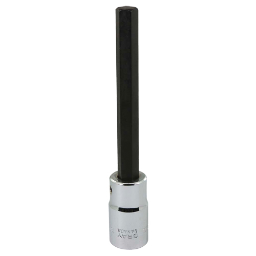 Extra Long Bit Socket, Hex, 10 mm x 128 mm L, 1/2" Square Drive Drive NTL Industrial