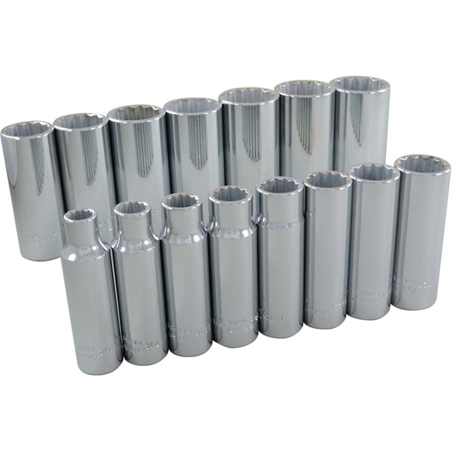 Socket Set, 15 Pcs, 1/2" Drive Size, Deep NTL Industrial