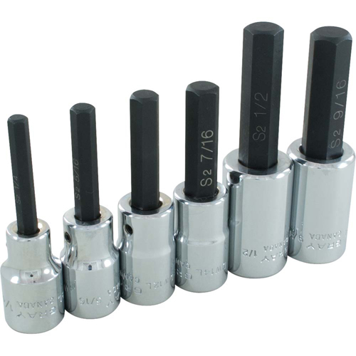 Hex Head Socket Set, Hex, 1/2" Drive, 6 Pcs NTL Industrial