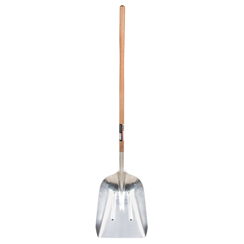 Scoop Shovel, Wood, Aluminum Blade, Straight Handle, 45-3/4" Length NTL Industrial