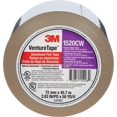 Ruban en aluminium Venture Tape, &eacute;paisseur 1,8 mils, 72 mm (3") x 45,7 m (150') NTL Industrial