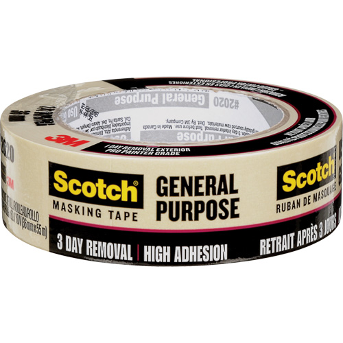 Scotch&reg; Contractor Grade Masking Tape 2020, 36 mm (1-1/2") x 55 m (180'), Beige NTL Industrial