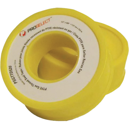 Ruban &agrave; filetage pour tuyau en PTFE pour industrie p&eacute;troli&egrave;re et gazi&egrave;re, 12,7 mm (1/2") x 6,6 m (21,67'), Jaune NTL Industrial