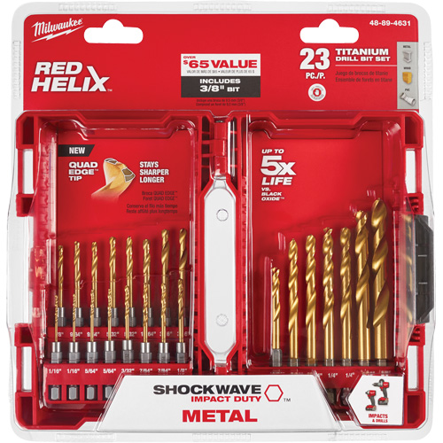 Shockwave Impact Duty Drill Bit Set, 23 Pieces, Titanium NTL Industrial