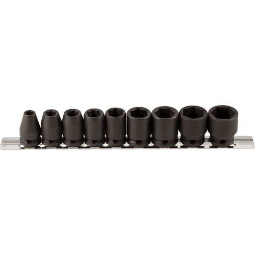 Socket Set, 9 Pcs, Impact, 3/8" Drive Size NTL Industrial