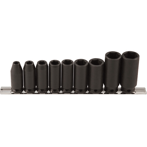 Long Socket Set, 9 Pcs, Impact, 3/8" Drive Size, Deep NTL Industrial