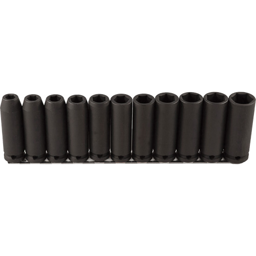 Long Socket Set, 11 Pcs, Impact, 1/2" Drive Size, Deep NTL Industrial