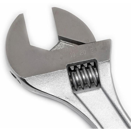 Adjustable Wrench, 15" L, 1-11/16" Max Width, Chrome NTL Industrial