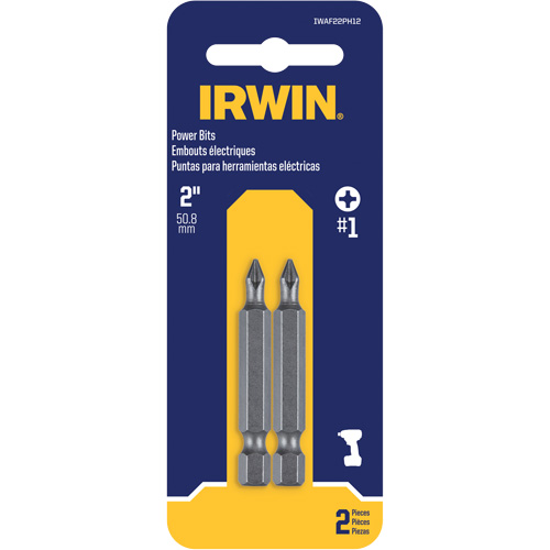 Power Bits, Phillips, #1 Tip, 1/4" Drive Size, 1-15/16" Length NTL Industrial