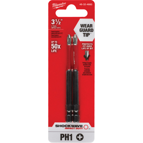 Embout de tournevis Shockwave Impact Duty, Phillips, Embout #1, Prise 1/4", Longueur 3-1/2" NTL Industrial