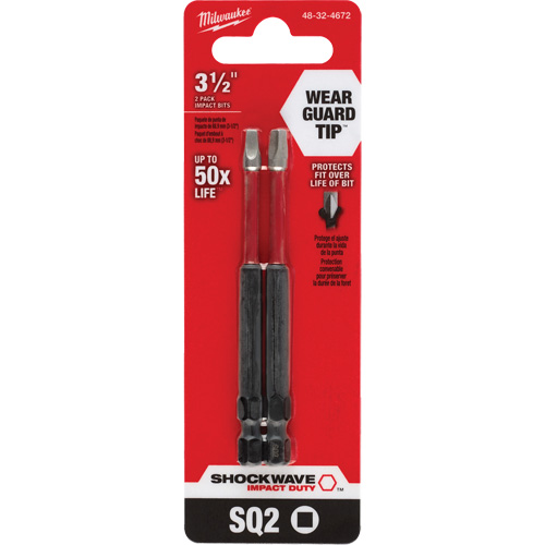 Shockwave Impact Duty Screwdriver Bit, Square, #2 Tip, 1/4" Drive Size, 3-1/2" Length NTL Industrial
