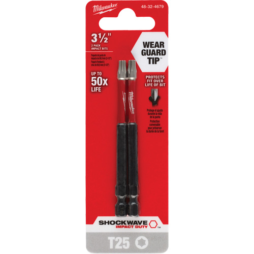 Shockwave Impact Duty Screwdriver Bit, Torx, T-25 Tip, 1/4" Drive Size, 3-1/2" Length NTL Industrial
