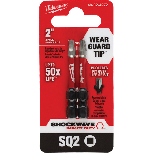 Shockwave Impact Duty Screwdriver Bit, Square, #2, 1/4" Drive NTL Industrial