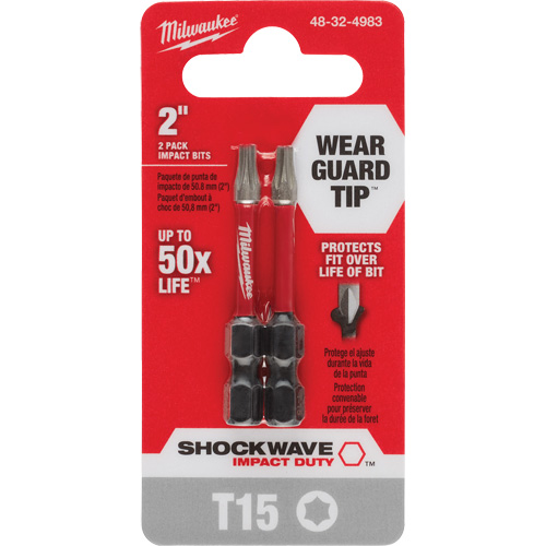 Shockwave Impact Duty Screwdriver Bit, Torx, T-15, 1/4" Drive NTL Industrial