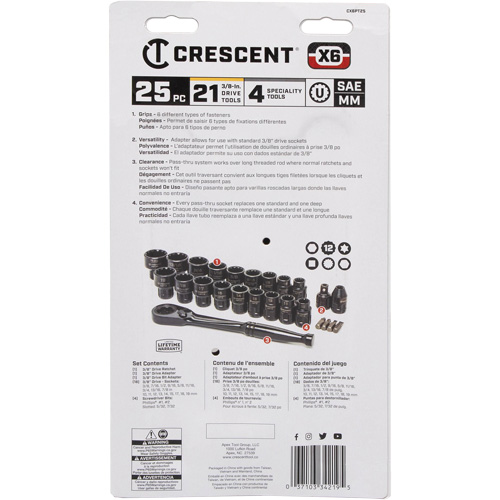 Mechanic's Tool Set, 25 Pcs, 3/8" Drive Size NTL Industrial