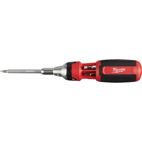 9-in-1 Square Drive Ratcheting Multi-bit Driver, 9-1/10" L, Cushion Grip Handle NTL Industrial