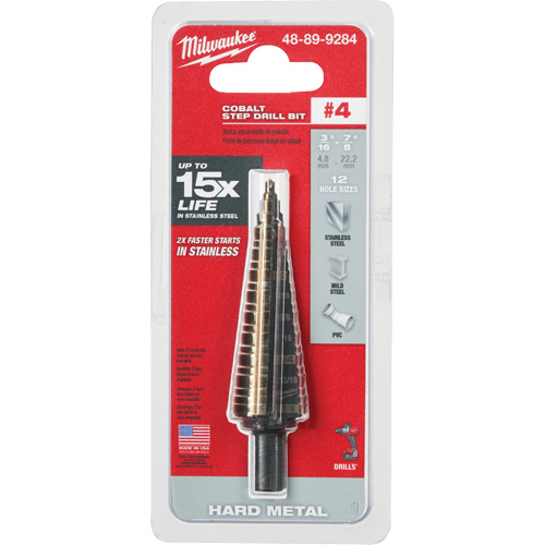 Foret &eacute;tag&eacute;, 3/16"/#4 - #4/7/8", Incr&eacute;ments de 1/32", Acier rapide au cobalt NTL Industrial