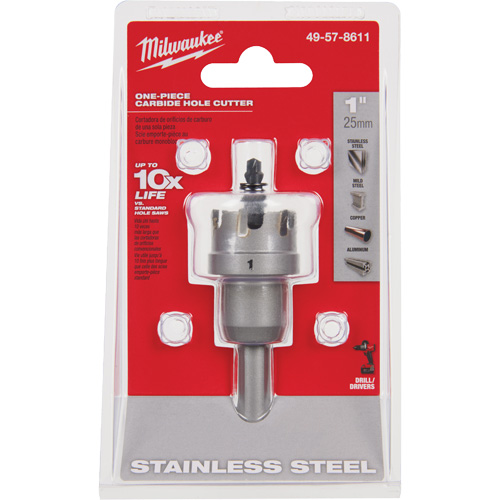 One-Piece Carbide Hole Cutters, 1", 3/16" Depth of Cut NTL Industrial