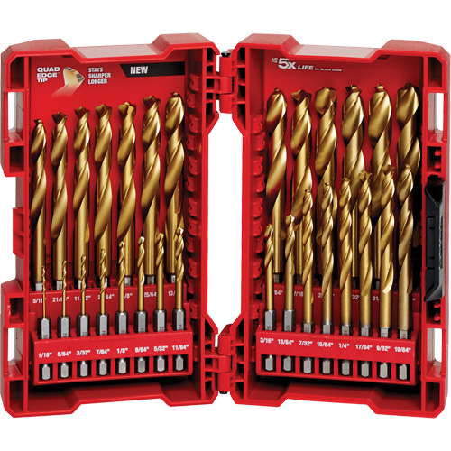 Shockwave Red Helix Drill Bit Set, 29 Pieces, Titanium NTL Industrial