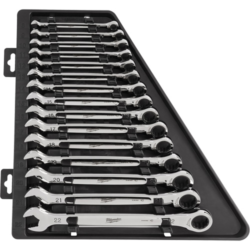 Ratcheting Wrench Set, Combination, 15 Pieces, Metric NTL Industrial