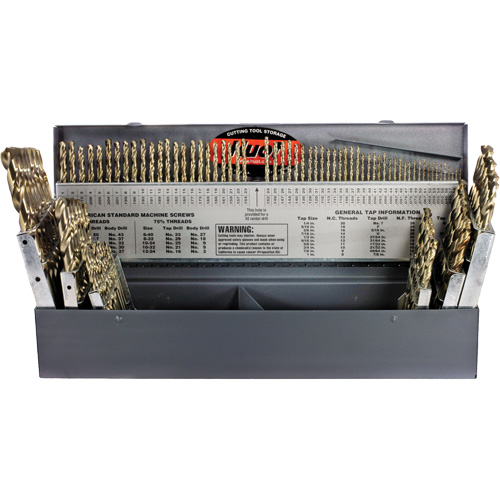 Jeu de forets courts USA &agrave; usage intensif DRILLCO, 115 morceaux, Cobalt NTL Industrial