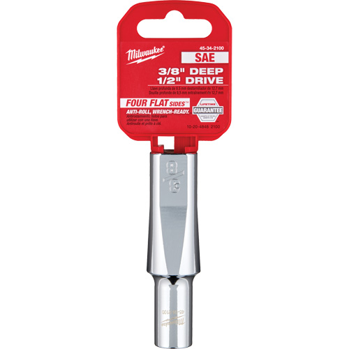 SAE Socket with Four Flat Sides, 3/8", 1/2" Drive, 6 Points, Deep NTL Industrial