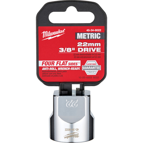 Metric Socket with Four Flat Sides, 22 mm, 3/8" Drive, 6 Points NTL Industrial