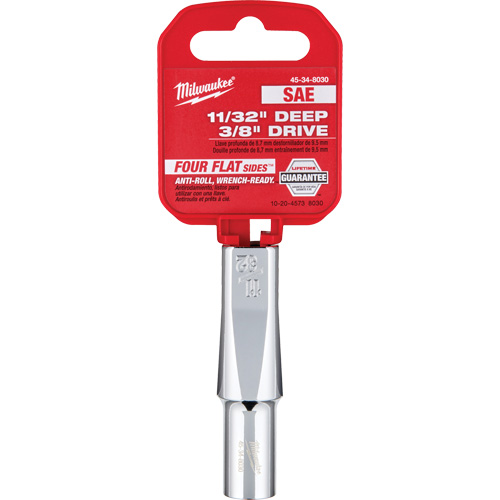 SAE Socket with Four Flat Sides, 11/32", 3/8" Drive, 6 Points, Deep NTL Industrial