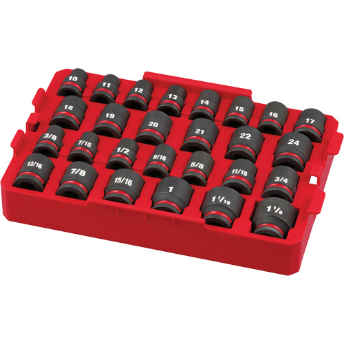 Jeu de douilles profondes 3/8" Shockwave Impact Duty Packout, 27 Mcx, Chocs, Prise de 1/2" NTL Industrial