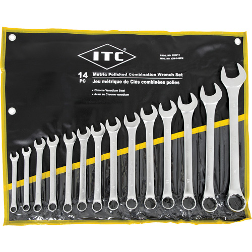 ICW-14PM Polished Wrench Set, Combination, 14 Pieces, Metric NTL Industrial