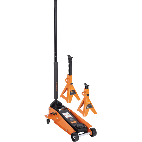 Service Jack with 4-Ton Vehicle Stands, 3.5 Ton(s) Capacity, 5-1/8" Lowered, 21" Raised, Manual Hydraulic NTL Industrial
