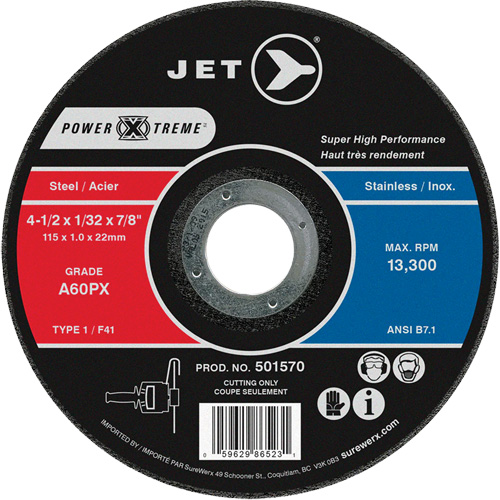 A60PX Power-Xtreme Cut-Off Wheel, 4-1/2" x 1/32", 7/8" Arbor, Type 1, 13300 RPM NTL Industrial