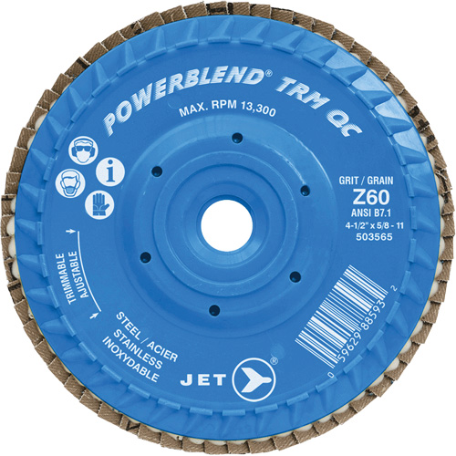 PowerBlend TRM QC Trimmable Flap Disc, 5" x 5/8"-11, Type 27, Z60 Grit, Zirconia Alumina NTL Industrial
