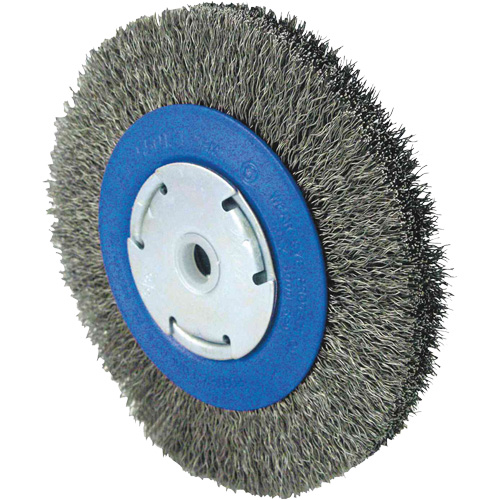 Crimped Wire Wheel Brushes, 6" Dia., 0.014" Fill, 1/2" - 5/8" - 2 Arbor NTL Industrial