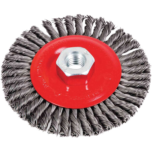 Brosse &agrave; cordon de soudure pour meuleuse angulaire, Dia. 4-1/2", Fils 0,02", Arbre 5/8"-11, Acier NTL Industrial