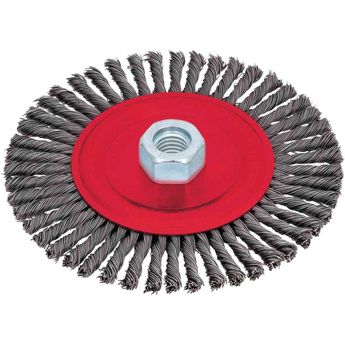 Brosse &agrave; cordon de soudure pour meuleuse angulaire, Dia. 6", Fils 0,02", Arbre 5/8"-11, Acier NTL Industrial