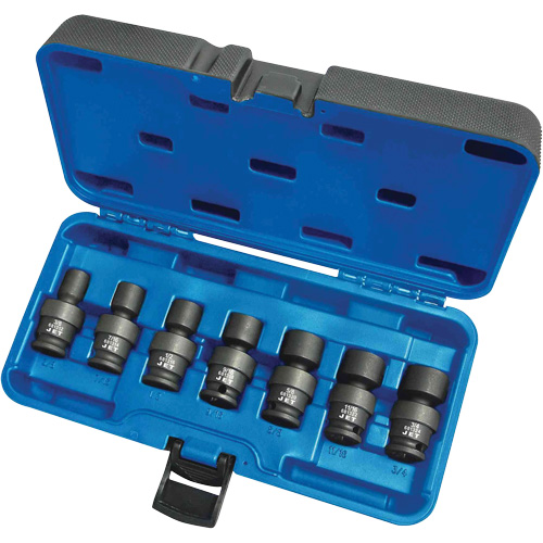 Universal Socket Sets, 7 Pcs, Impact, 3/8" Drive Size NTL Industrial