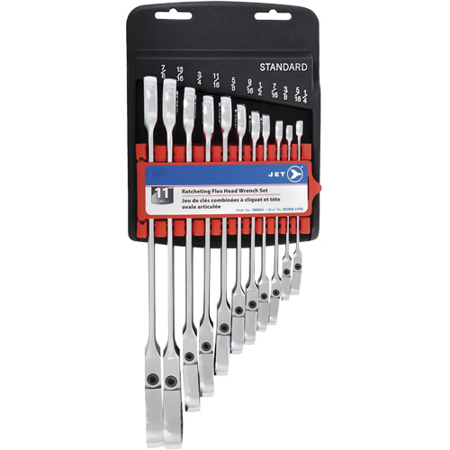 RCWS-11FS Flex Head Wrench Sets, Combination/Flex Head, 11 Pieces, Imperial NTL Industrial