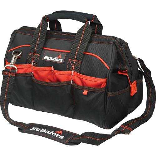 16" Tradesman's Tool Bag, Ballistic Polyester, Black/Red NTL Industrial