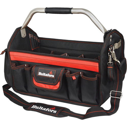 18" Open-Top Tool Carrier, Ballistic Polyester, Black/Red NTL Industrial