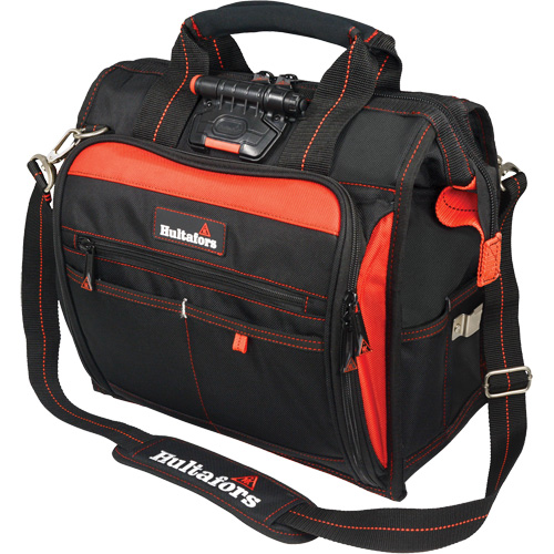 Lighted Technician's Tool Bag, Ballistic Polyester, Black/Red NTL Industrial