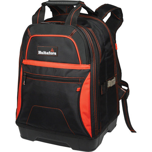 Molded Base Bottom Tool Backpack, Black/Red, Ballistic/Polyester NTL Industrial
