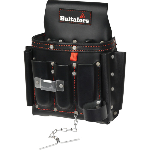 Electrician's Tool Pouch, Leather, 8 Pockets, Black NTL Industrial