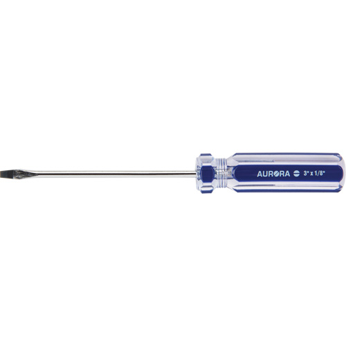 Blue Transparent Striped Slotted Screwdriver, 1/8" Tip, Round, Plastic Handle NTL Industrial