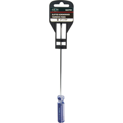Blue Transparent Striped Slotted Screwdriver, 1/8" Tip, Round, Plastic Handle NTL Industrial