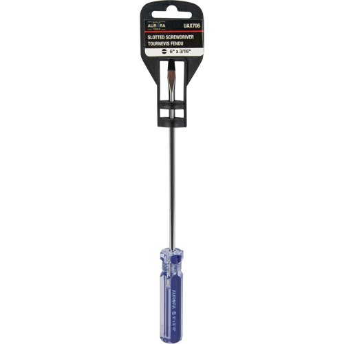 Tournevis &agrave; fente bleu transparent avec bandes, Tige de 3/16", Ronde, Prise en Plastique NTL Industrial