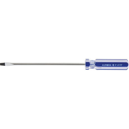 Tournevis &agrave; fente bleu transparent avec bandes, Tige de 3/16", Ronde, Prise en Plastique NTL Industrial