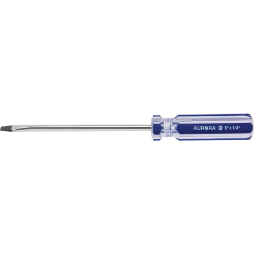 Tournevis &agrave; fente bleu transparent avec bandes, Tige de 1/4", Ronde, Prise en Plastique NTL Industrial