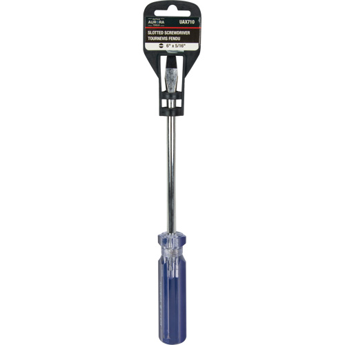 Tournevis &agrave; fente bleu transparent avec bandes, Tige de 5/16", Ronde, Prise en Plastique NTL Industrial